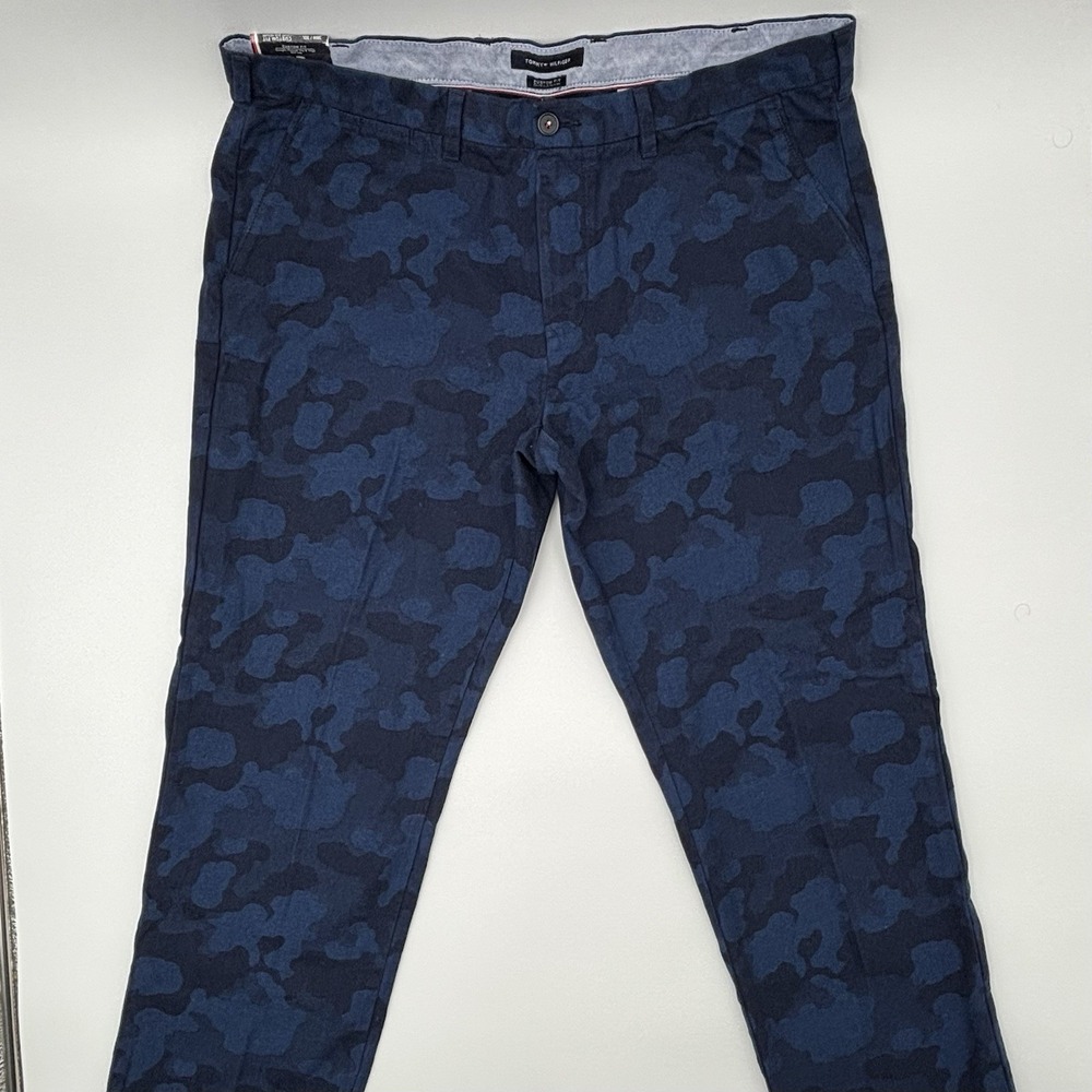 Tommy Hilfiger Men 38x30 Custom Fit Pants Blue Camo Chino‎ NWT Golf Trousers